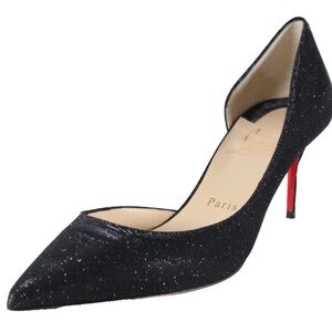 Christian Louboutin Black Glitter Heels for Women